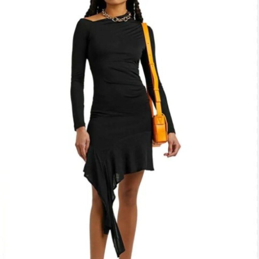 Helmut Lang Scala Draped Asymmetric Mini Dress S